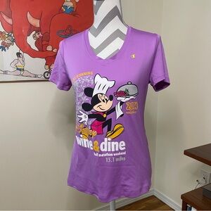 Disney Champion Vapor 1/2 Marathon Medium Pink Yellow T-shirt 2014